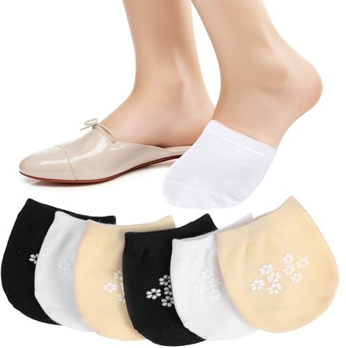Tyqour Calzini da donna con dita dei piedi, 6 paia di calzini traspiranti, mezzi antiscivolo, senza show, calzini con tacco alto, per ragazze e donne