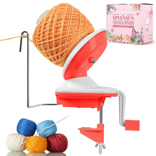 SPEENSUN Yarn Winder, Easy-to-Install Yarn Cake Winder Make Neat Yarn Cake, Lower Noise and Efficiently Yarn Winder for Crocheting (Red and White)