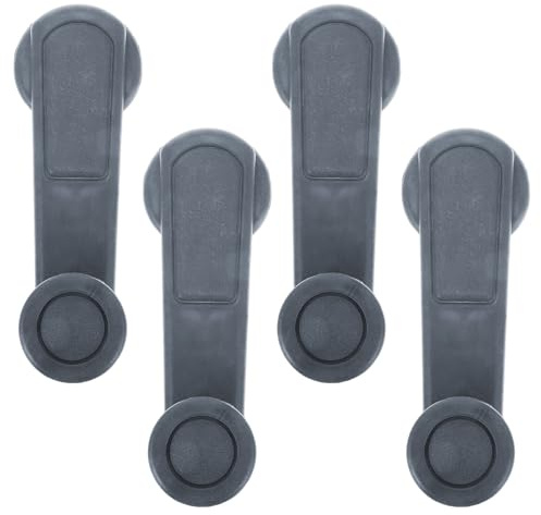 TOBBOMEY Manija del Elevador de Ventana de Coche Abs Gris 4 Piezas, Manivela para Ventana de Puerta Manual, Repuesto para Elevalunas de Coche Interior, Uso Automotor y Reemplazo Directo