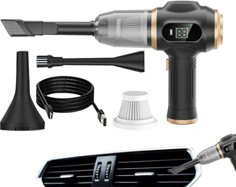 Générique Aspirateur À Main sans Fil - Aspirateur Portable pour Auto - Dépoussiéreurs À Air Haute Aspiration Accessoires Auto - pour Petits Espaces Clavier Nettoyage Maison Voyage Poils