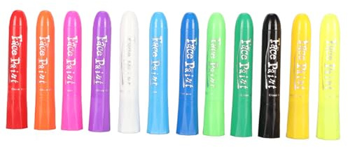 Pennarelli per trucco viso 12 colori, pastelli lavabili per pittura viso fai da te per bambini, colori temporanei per il corpo per feste di Natale e Halloween