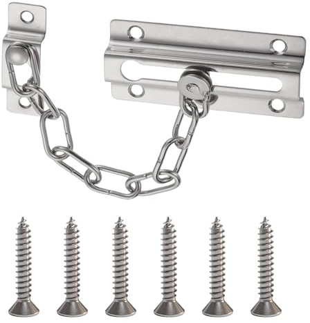 Catena Porta Antifurto, Catena Serratura di Sicurezza, con Viti, Inox Argento, per Hotel, Casa, Appartamento, Camera