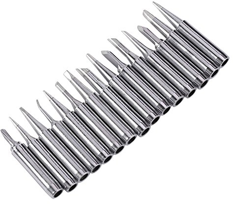 Serie 900M-T Lötspitzen aus Kupfer, beschichtet mit Nickel-Eisen, für Lötstation, Form I, B, 0.8C, 1C, 2C, 3C, 4C, 1.2D, 1.6D, 2.4D, 3.2D, K, K schmal, SK, SI (15 teilig)