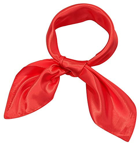 SATINIOR Chiffon Scarf Square Neck Scarf Handkerchief Retro Satin Ribbon Neckerchief for Women(23.6 x 23.6 Inches,Red)