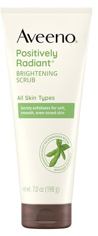 Aveeno Positively Radiant Skin Brightening Daily Facial Scrub with Moisture-Rich Soy Extract, Gently Exfoliates & Cleanses for Soft, Smooth, More Even-Toned Skin, Hypoallergenic, 7 oz