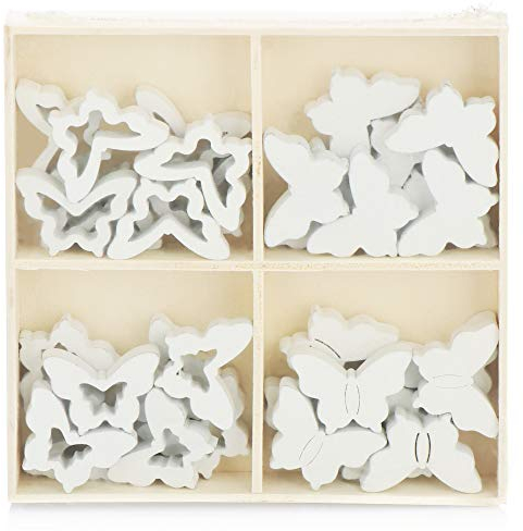 COM-FOUR® 32x Farfalle decorative - piccole farfalle in legno in quattro motivi - farfalle in legno per decorazioni primaverili e da tavola per Pasqua (32 pezzi farfalla V1)