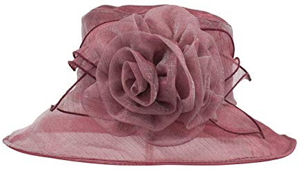 Carnavalife Sombrero de Boda con Flores para Mujer, Gorro Nupcial para Vestido de Novia, Tocado de Iglesia Derby para Fiesta de Té (Rojo, 57 cm)