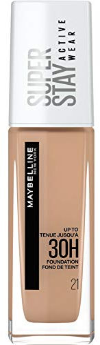 Maybelline New York Foundation, Superstay Active Wear 30 Hour Long-Lasting Liquid Foundation, Lightweight Feel, Water, Sweat and Transfer Resistant, 30 ml, Shade: 21, Nude Beige
