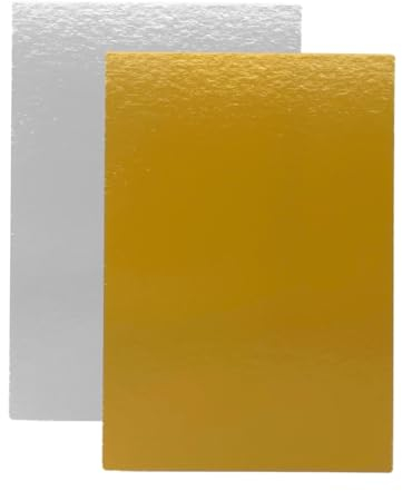 10 Supporti per Torte Rettangolari 35x25 cm Oro / Argento 1 mm di spessore | Sottotorta per Feste Matrimoni, Decorazioni per Torte e Dolci | Base per Torta Perfetta per Torte e Dolci Argento e Dorato