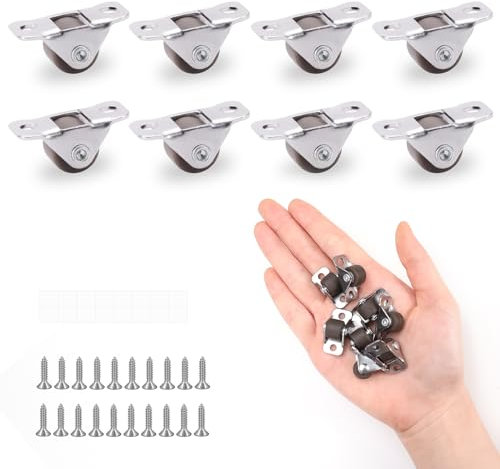 8Pcs 1/2 Inch Mini Caster Wheels, Swivel Casters Set of 4, Rolling Wheels with Steel for Small Appliances, Furniture