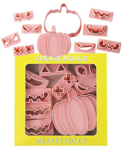 Vriusi Lot de 10 emporte-pièces en forme de pour l'automne, Thanksgiving, biscuits, pâtisserie, fondant, expressions de visage, moules à biscuits pour la cuisson effrayante