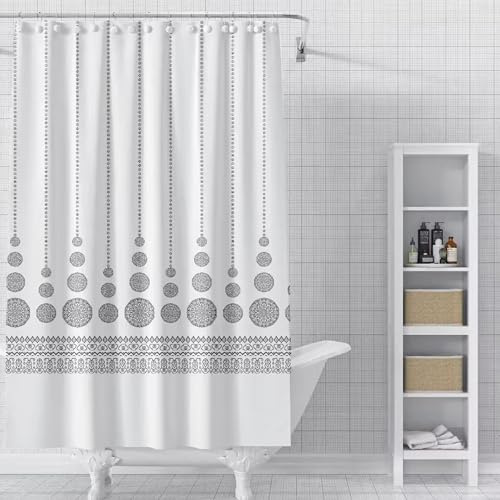 IM® Cortina de Ducha de Tela Resistente al Agua y Moho, 180 x 200 cm, con 12 Anillas -Certificado Oeko-Tex® Standard 100 - Cortinas de Baño Lavable, Impermeable, para Bañera y Ducha