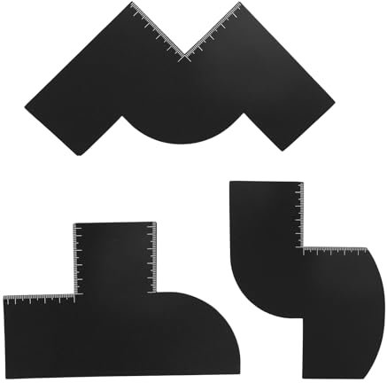 lasuroa 3pz Carte Miglioramento Barbiere con Indicatori di Misurazione, 3 Forme Strumento Modellare l'Attaccatura dei Capelli Modello Barba Nero Strumenti Riutilizzabili Bordo Spray Colorato per Uomo