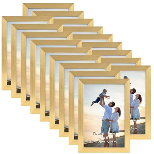 EYMPEU Cornice 10x15, Decorazione per Casa,Set 18, Colore Dorata PVC