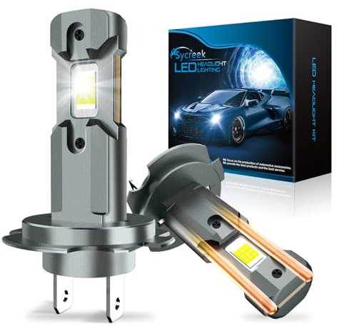 Sycreek Bombilla LED H7 Kit de Conversión, Doble Refrigeración de Cobre y Sin Ruido, Instalación H7 LED 1:1 Fácil, compatible con Canbus para Coches y Moto