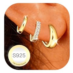 AVOTTO 3 Paar Gold Ohrringe Set: Hypoallergen Gold Ohrrings Damen Ohrringe Gold Creolen für Damen Schmuckgeschenke