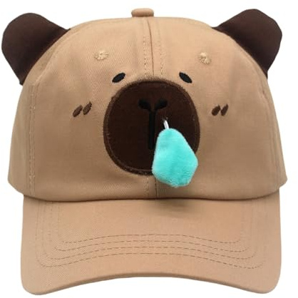 Gorra de béisbol – Sombrero de cosplay animal divertido con correa ajustable, diseño de gorra de béisbol para jóvenes, tejido suave y transpirable | Para Acción de Gracias Pascua Capybara Lover