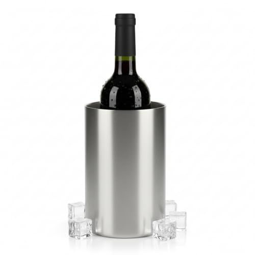 AiQInu Secchiello Ghiaccio Vino, 1.6L Refrigeratore per Bottiglie Vino Doppia Parete in Acciaio Inox, Ø 12 cm, Altezza 19 cm, Glacette per Vino Adatto Alla Maggior Parte Bottiglie
