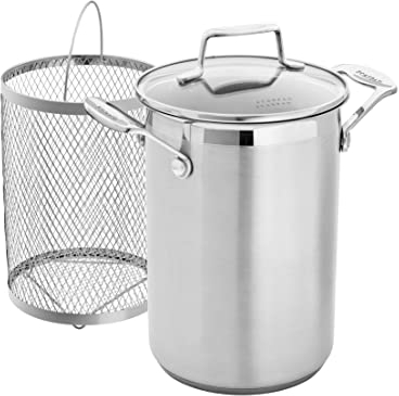 Scanpan Impact Spargel-/Maistopf 16 cm/4,5 l mit Einsetzkorb - Edelstahl | Für alle Herdarten inkl. Induktion | Ofenfest