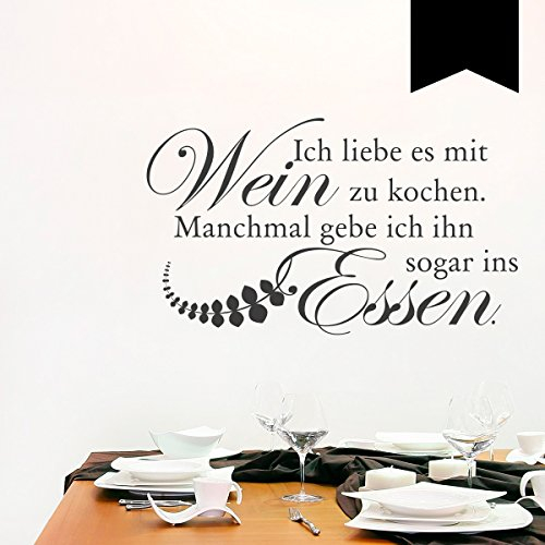 Wandkings Wandtattoo Ich Liebe es mit Wein zu Kochen. Manchmal gebe ich ihn sogar ins Essen. 50 x 29 cm schwarz - erhältlich in 33 Farben
