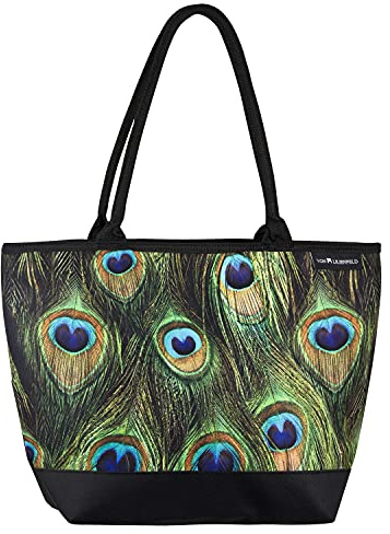 VON LILIENFELD Handtasche Pfau Vogel Tier MotivShopper Maße L42 x H30 x T15 cm Strandtasche Henkeltasche Büro
