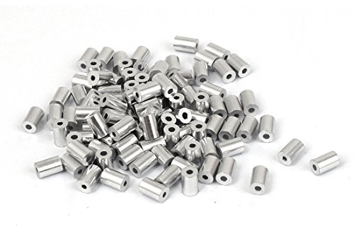 sourcing map 100 Pcs Manguitos De Aluminio para Cable 1mm 3/64 Color Plata | De Acero Estilo Ovalado