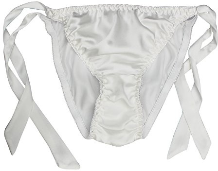LSHARON SILK Women's Sexy 100% Mulberry Silk Thong Lingerie G-String Underwear Panties (White)