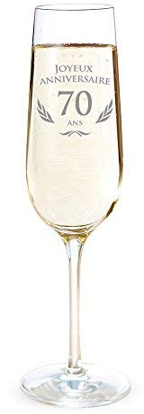AMAVEL - Flûte de Champagne avec Gravure pour Les 70 Ans - Cadeau d'anniversaire pour Hommes et Femmes - Idée Cadeau pour Femmes - Verre à Champagne et vin Mousseux - Flûte de Champagne - Standard