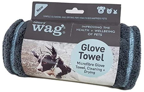 Henry Wag Pet Glove Towel - Soft & Highly Absorbent Microfibre, Muddy Pet Accessories, Quick Drying - Designed for Dogs - (100cm X 22cm)