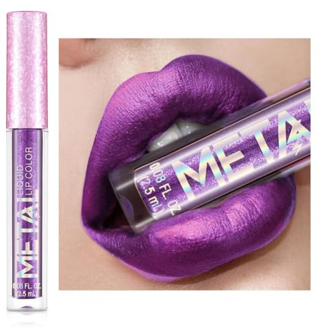 Allbesta Lipgloss Rouge à lèvres imperméable à l'eau brillant à paillettes scintillant métallique durable