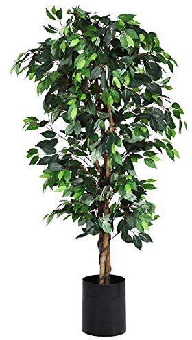 COSTWAY Arbre Artificiel, Plante Artificielle en Pot, Hauteur 180cm,1008 Feuilles et Tige Naturelle, sans Entretien, pour la Décoration de Jardin, Maison, Bureau etc.