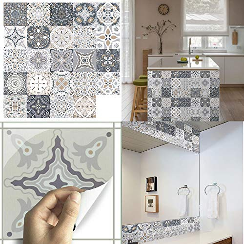 24 Pegatinas para Azulejos de Pared, Adhesivo de Pared, Pegatinas de Baldosas, Calcomanías Autoadhesivas de Vinilo para Cocina, Sala de Estar, Baño, Decoración del Hogar (10cm x 10cm)