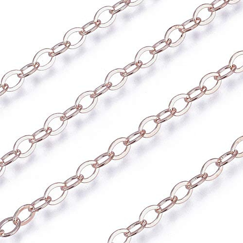 Beadthoven 16,4 fot mässing kors kabelkedjor roséguld platt oval vridna metall halsband länkar kedja med spole 3,5 x 3 mm för smyckestillverkning armband vristlänk väska tillbehör