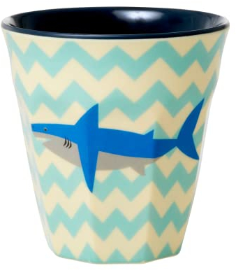Medium Melamin Becher - Crème - Shark Print