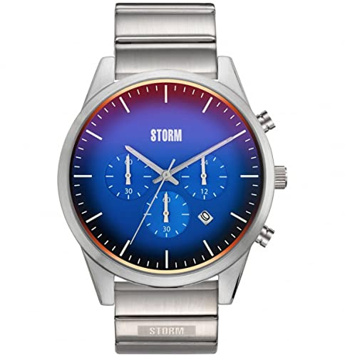 STORM Crusader Lazer Blue Men's Chronograph Watch with Metal Strap, photochromic Glass, Date and Luminous Markers, and Water Resistant to 50m