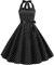 Robe Vintage Années 50 Femme Retro Rockabilly Pin Up Élégante Robes sans Manche Dos Nu Décolleté en Cœur Polka Dot Trapèze Mariage Cocktail Soirée Fête Cérémonie Décontractée au Genou Midi Noir S