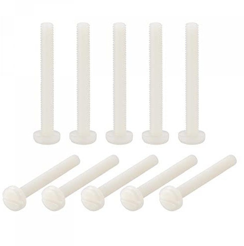sourcing map 20pcs Vis Nylon Machine Fente Tête Cylindrique Attaches Boulon pour Électronique Communication Équipement M6x50mm