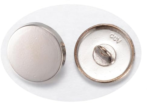 5 BOUTONS de TIGE METAL Argenté Plat diamètre 15 mm 1 trou - creation couture Diy