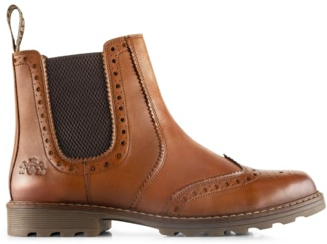 Catesby Bute Brogue Leather Dealer Boots for Men UK | Genuine leather uppers; cushioned insole; high grip rubber outsole; pull on loop; for country walks, work and smart wear