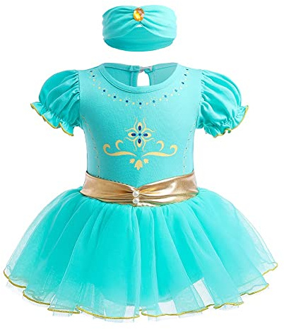 FMYFWY Baby flickor jasmin prinsessa Aladdin-kostym halloween jul födelsedag sparkdräkt tutu klänning med pannband 70