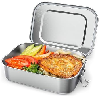 OITUGG Brotdose Edelstahl - 550ml Lunchbox Edelstahl - Brotdose Metall für Erwachsene und Kinder, Design Schnappverschlüssen und Silikondichtungsring, Spülmaschinengeeignet, 14 x10.3 x5.8cm