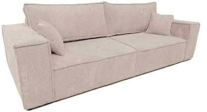 MargaretHadas24 Ecksofa Camel III mit Schlaffunktion Bettkasten Sofa Couch 255 cm Wohnzimmer Schlaffläche 200 x 150 cm (Farbe: Poso 02 - Cappuccino)