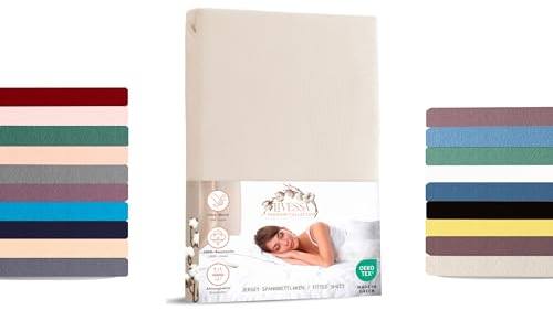 Livessa Spannbettlaken 140x200cm Jersey Baumwolle - Spannbetttuch 140x200, Bettlaken 140x200 mit 30cm Matratzenhöhe, Ultra weich und atmungsaktiv, passt auch für 150x200 cm Matratzen