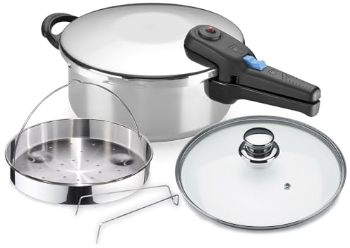 Alza Omega - Pentola a Pressione Rapida da 2.5L + Cestello, Acciaio Inox 18/10, Adatta a Tutti i Tipi di Cucina, Induzione, Manici in Bachelite