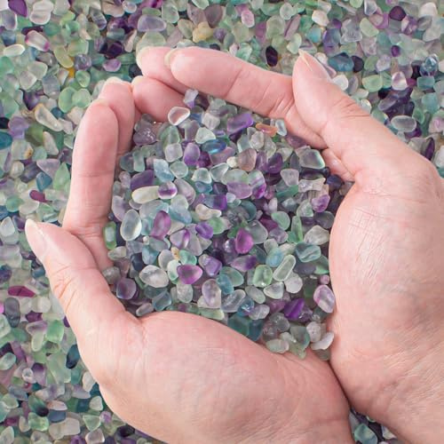 EZEELAI Ciottoli di cristallo di fluorite da 0,2 kg, pietre decorative di cristallo di forma irregolare, pietre di quarzo naturale per acquario, ghiaia per riempitivo, giardino e decorazione per