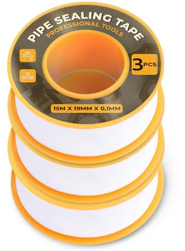 Instalguru 3x Teflonband Gewindedichtband 15m 19mm Weiß Teflon Abdichten PTFE Gewinde Band Dichtungsband Dichtband Gewindeband Wasserdicht Hochwertiges Haushalt Industrie
