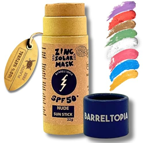 Barreltopia Surf Stick Solaire Visage 50+ Zinc Crème Couleurs - Protection Solaire Visage SPF 50 - Sunscreen Waterproof Éco Naturel