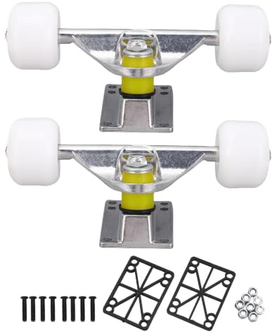 SUNGOOYUE Skateboard Trucks Wheels Set, Paquete de 2 Aleaciones de Aluminio de 5 Pulgadas Camiones de Calles de 45 Mm Ruedas de Agarre para el Truco de Patinaje Callejero (Silver)