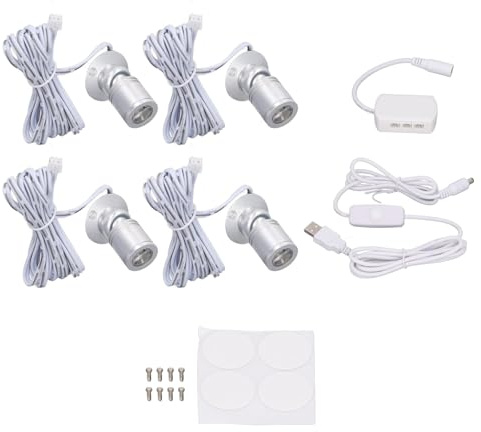 Showcase Lighting Spotlights, Dimmable LED Vitrine Lights, Aluminum Construction, USB Powered, Easy Installation, Adjustable Brightness for Veranda, Showcases, (Warm Light)