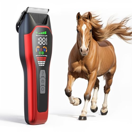 LEMULEGU Tondeuse à cheval silencieuse à 2 vitesses - Rasoir rechargeable pour animaux domestiques pour poils longs emmêlés - Kit de tondeuse sans fil à large lame puissante pour pelage épais #066